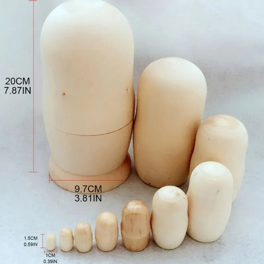 10 Pieces Unpainted Wooden Russian Nesting Dolls for DIY Painting - ToylandEU