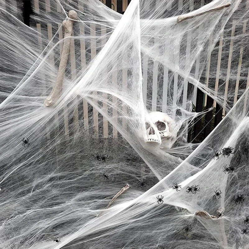 Stretchy Spider Web | Artificial Cobweb | Indoor Outdoor Use | Haunted House
