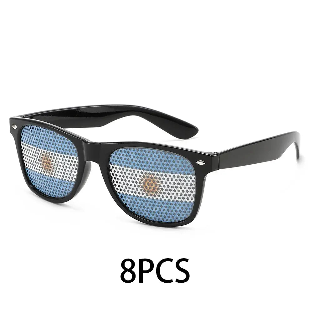 8PCS HD Vision Flag Sunglasses Football Match Fans Sun Glasses Comfortable Anti-slip Legs Sports Party Eyewear - ToylandEU