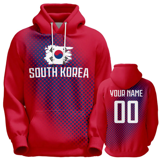 Personalized South Korea Flag Soccer Hoodie with Custom Name and Number for Men, Women, and Youth - Ideal Sports Fan Sweatshirt