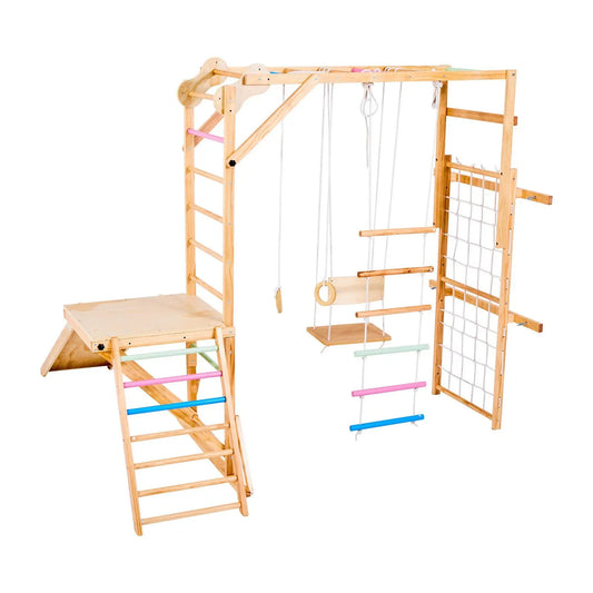 Wooden Indoor Playground Jungle Gym 8 In 1 Playset