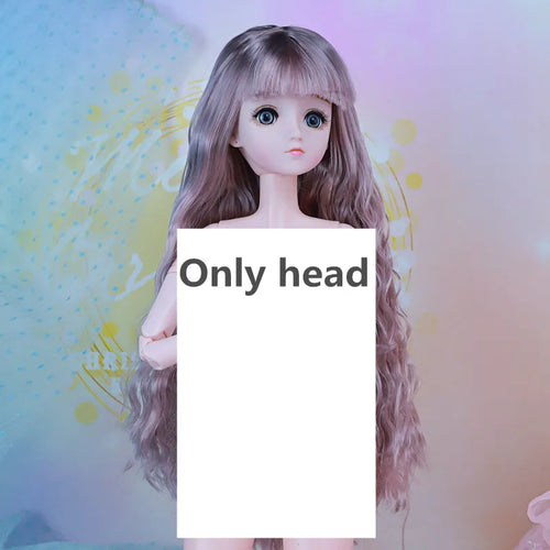 60CM BJD Doll Head with 4D Artificial Eyes and Long Curly Hair ToylandEU.com Toyland EU