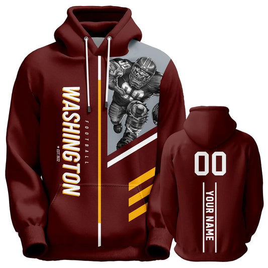 Personalized Washington Football Hoodie - Custom Name & Number Sweatshirt for Men, Women, and Youth Fans