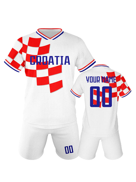 Personalized Croatia Kids Soccer Jersey Set - Custom Football Uniforms with Name & Number for Boys and Girls