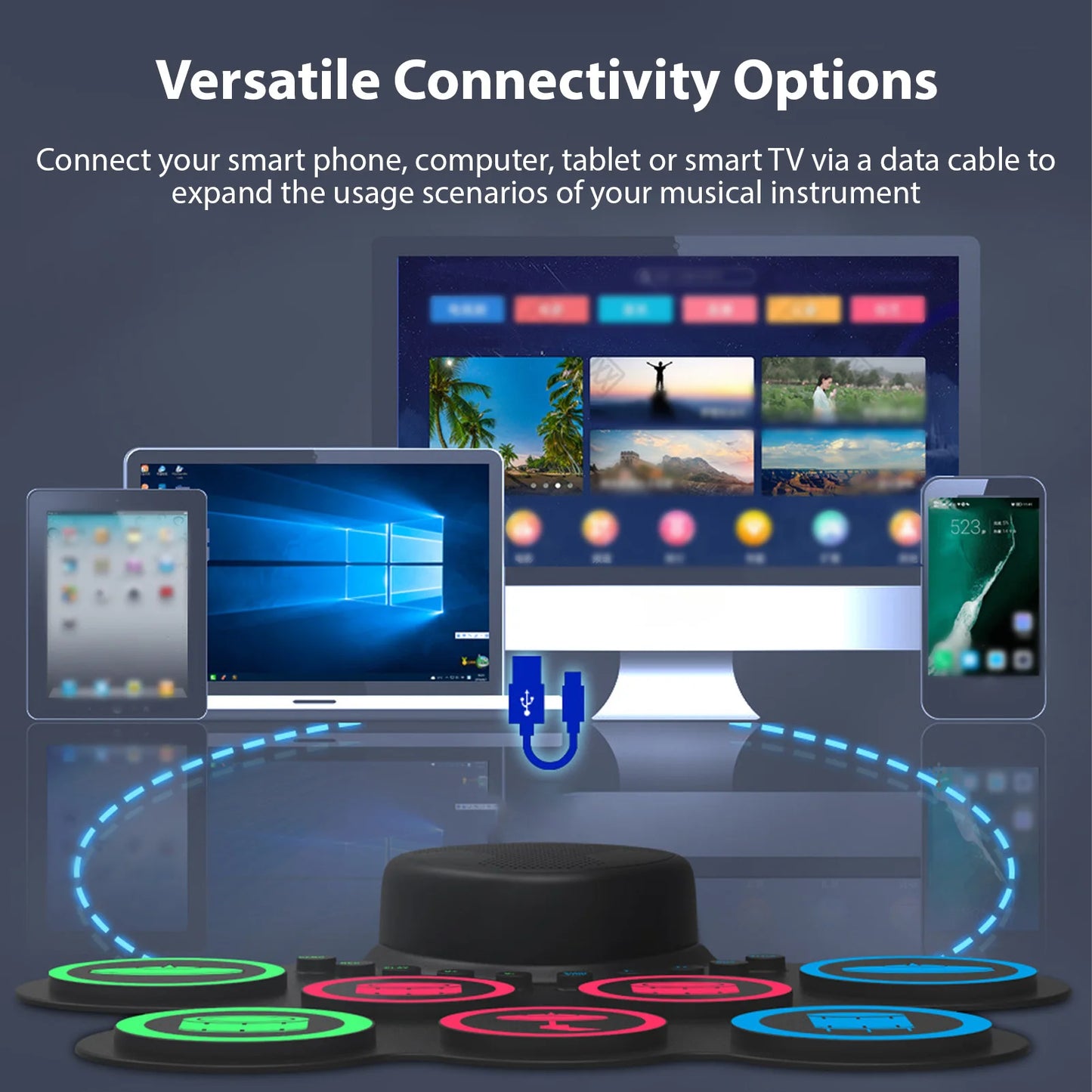 Portable Electronic Drum Set With Built In Games For Learning