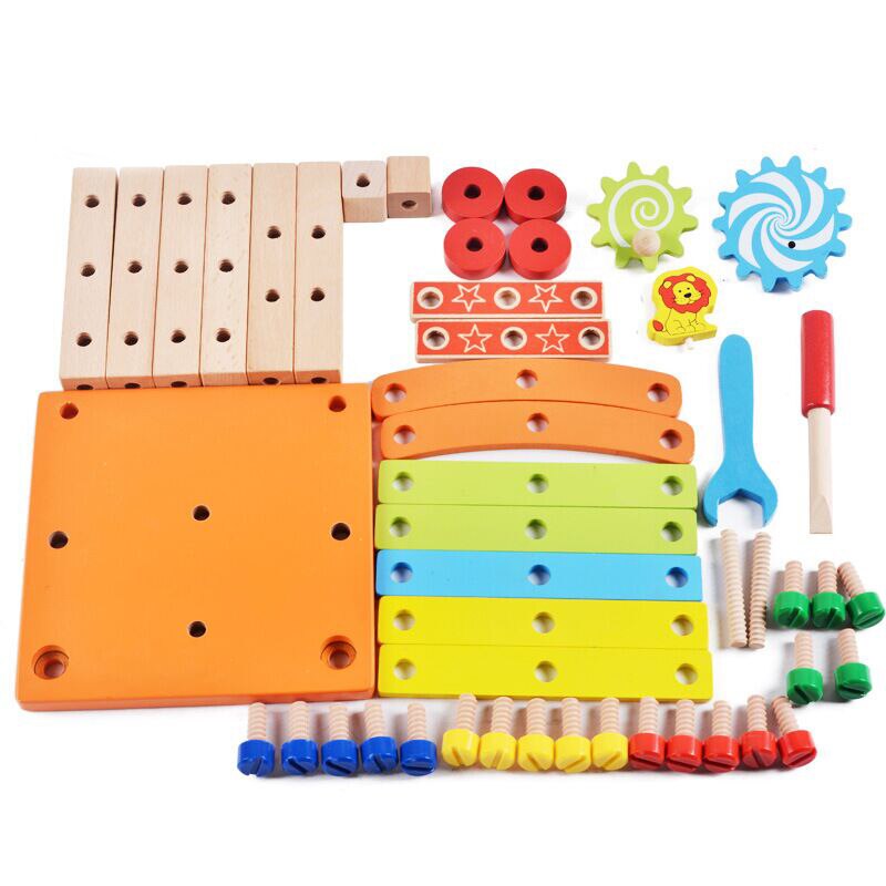 Wooden Montessori Chair Toy With Creative Nut Combination - Educational DIY Toy for Children - ToylandEU