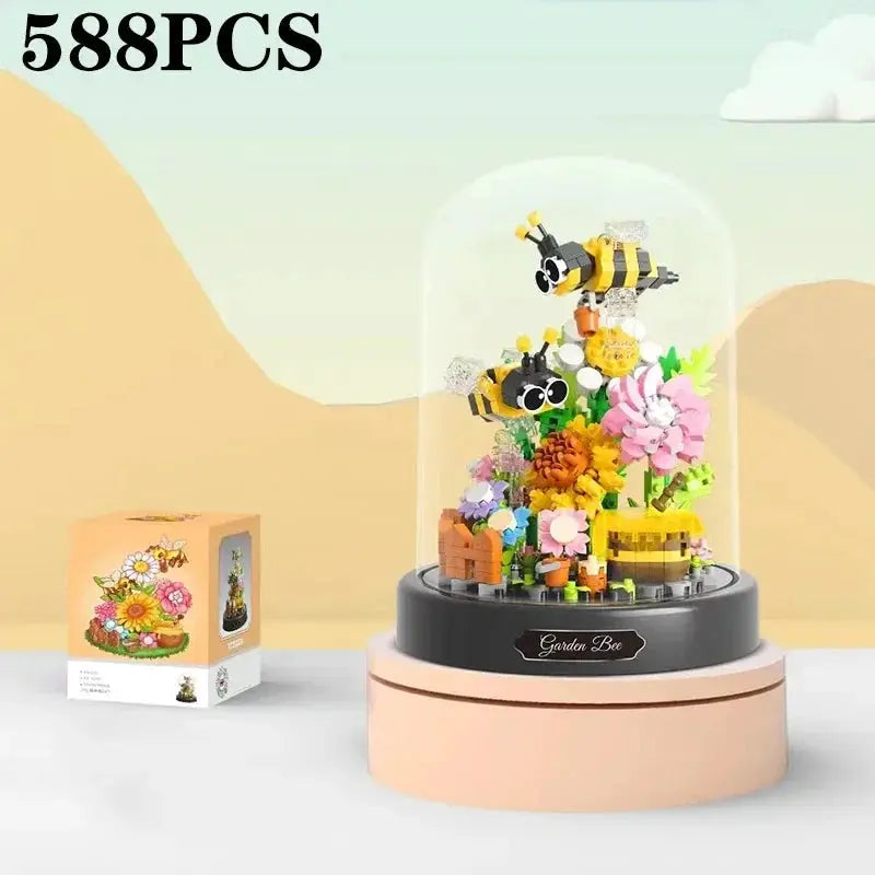 Building block flowers, eternal flower bouquets, children's assembled particle toys, flying butterfly flowers, secret messages - ToylandEU