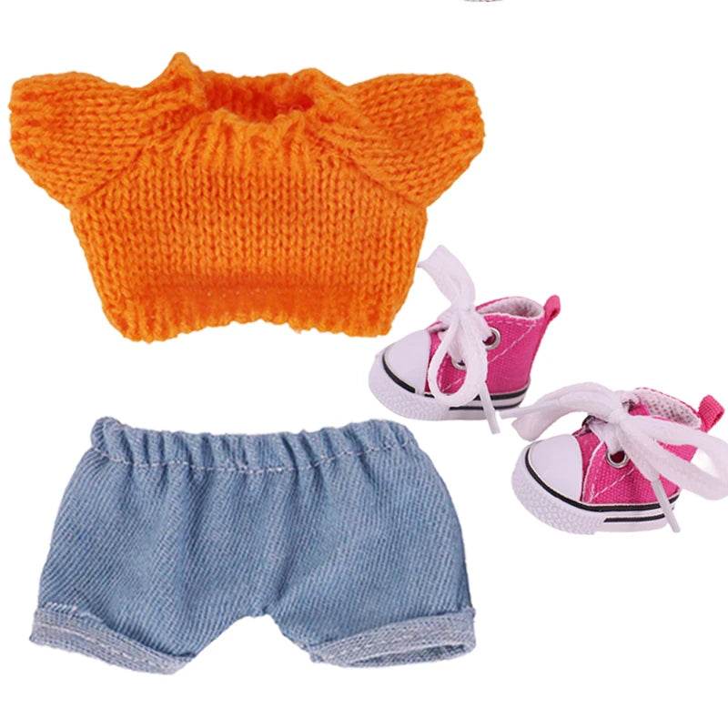 Doll Sweater Overall Shoes 3Pcs Set For Labubu Clothes - ToylandEU