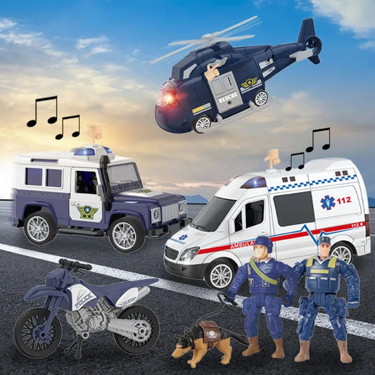 US Army City Police Toy Play Set for Boys - SWAT Police Car Helicopter with Sound and Light - ToylandEU