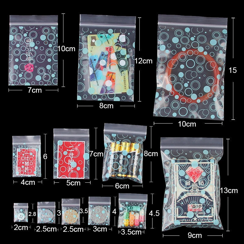 Zipper Bags | Plastic | Transparent | Cartoon Mini 100pcs