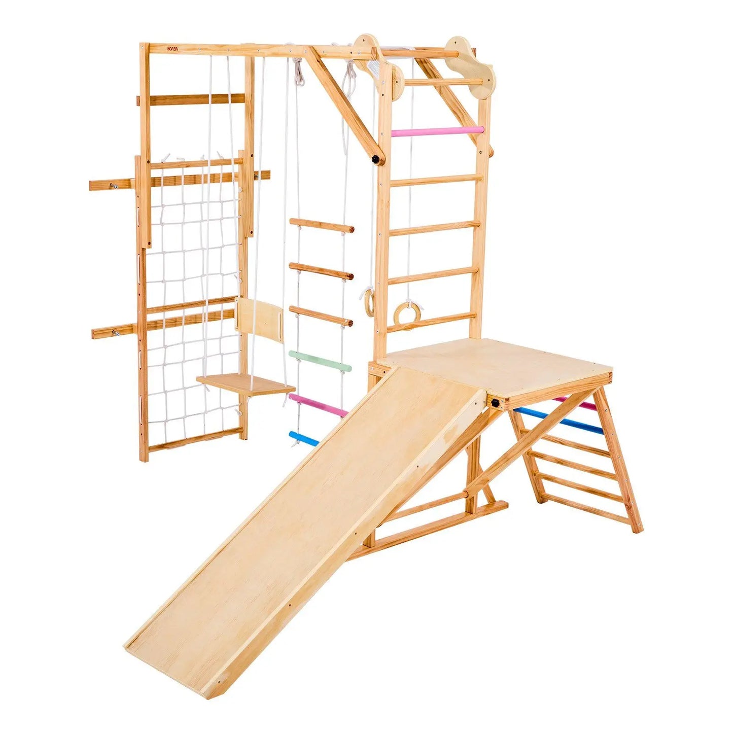 Wooden Indoor Playground Jungle Gym 8 In 1 Playset