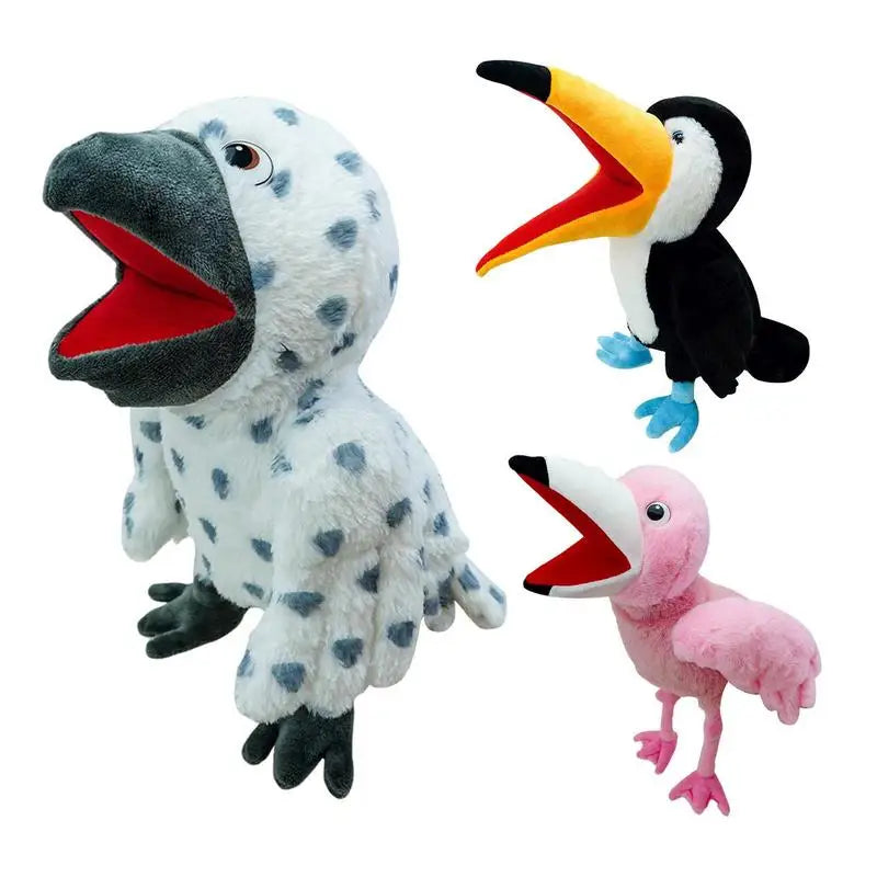 Kids Toys Hand Puppet Stuffed Animals - Parrot, Owl, and Flamingo Hand Finger Story Puppet - ToylandEU