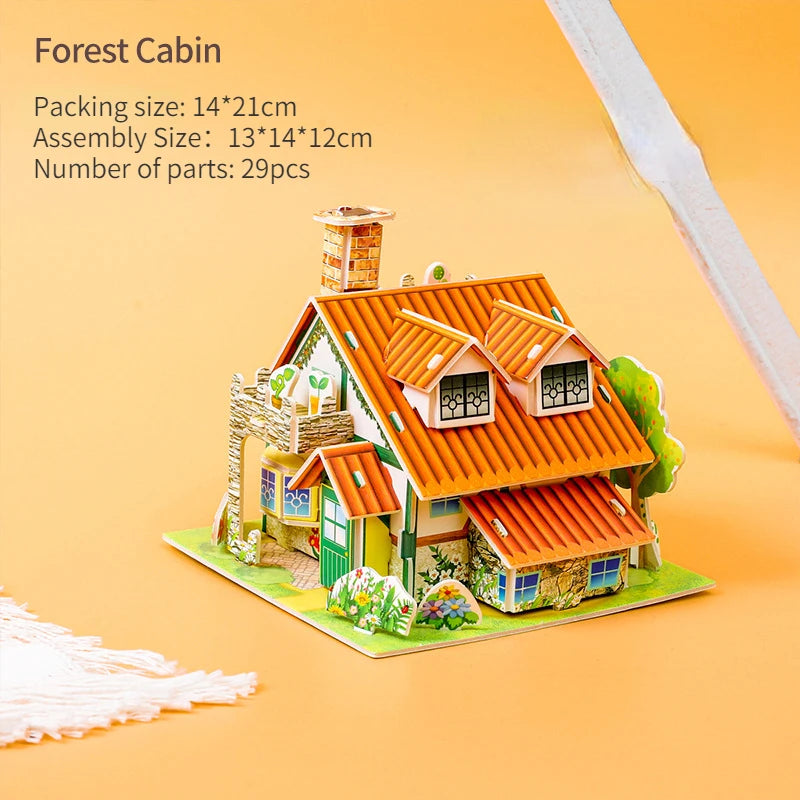 3D Puzzle | Paper House Model | Ages 3-12 | Assembled 13x11x1 cm