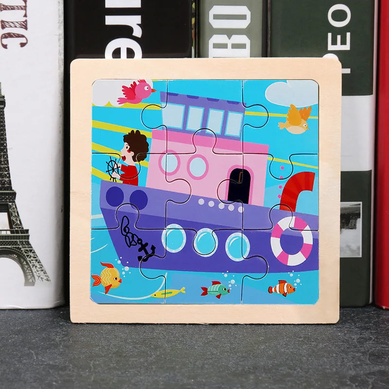 Wooden Jigsaw Puzzle | 11x11 cm | 3D Puzzle | Animal Cartoon Theme