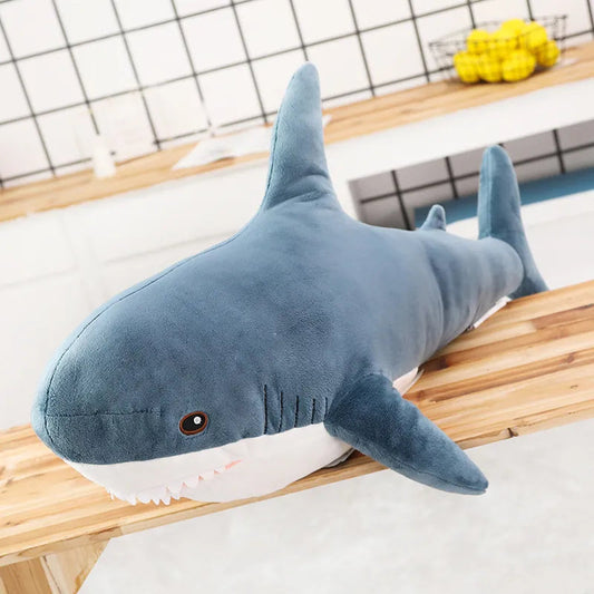 Kawaii Giant Shark Plush Toy Soft Stuffed Animal Doll Reading Pillow - ToylandEU