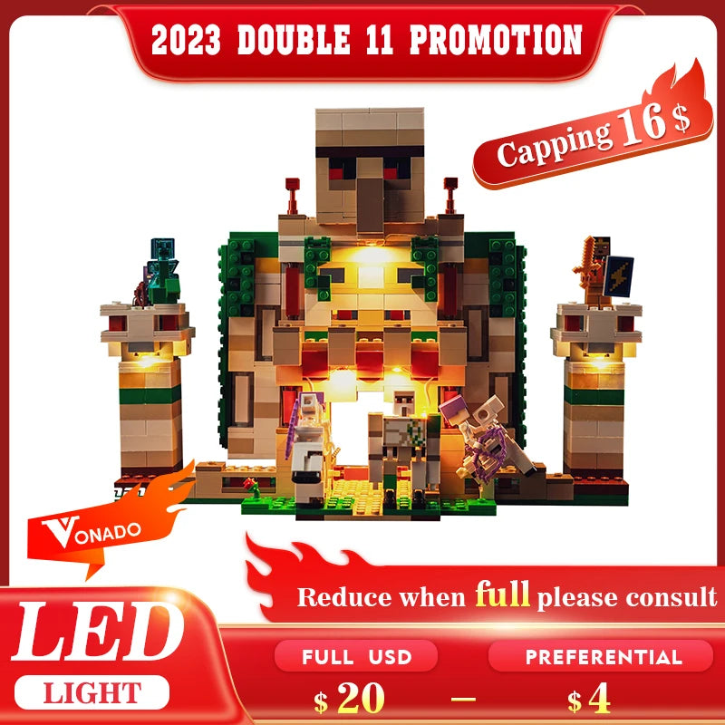 Illuminate your Iron Golem Fortress with the Vonado LED Light 21250 Set - ToylandEU