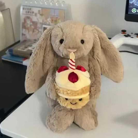 Shy Bonnie Rabbit Plush Doll 31cm Holding Birthday Cake Gift - ToylandEU