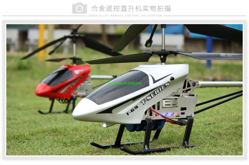 RC 150M Remote Control Large Alloy Electric Helicopter Drone Toy with LED Lights and Anti-Fall Design