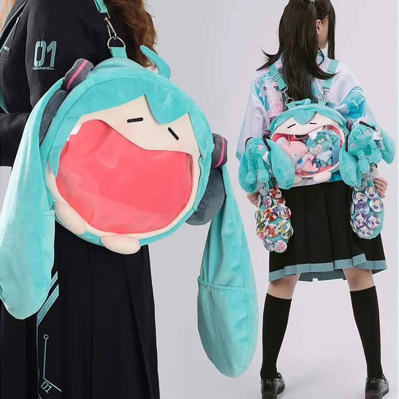 Cute Hatsune Miku Cosplay Plush Backpack Ita Bag for Women with Pink and Blue Size Options - ToylandEU