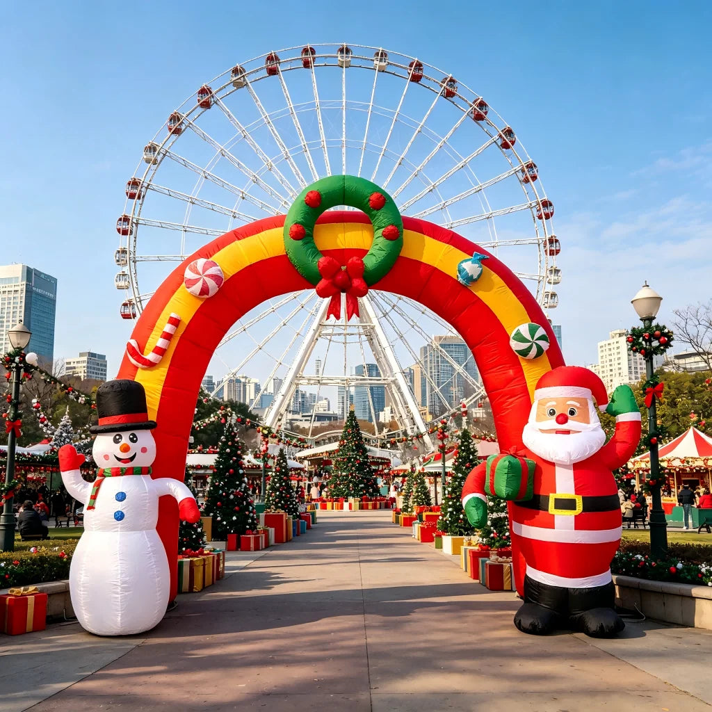 Christmas Inflatable Arch | 11.8 Ft | LED Lights | Santa And Snowman