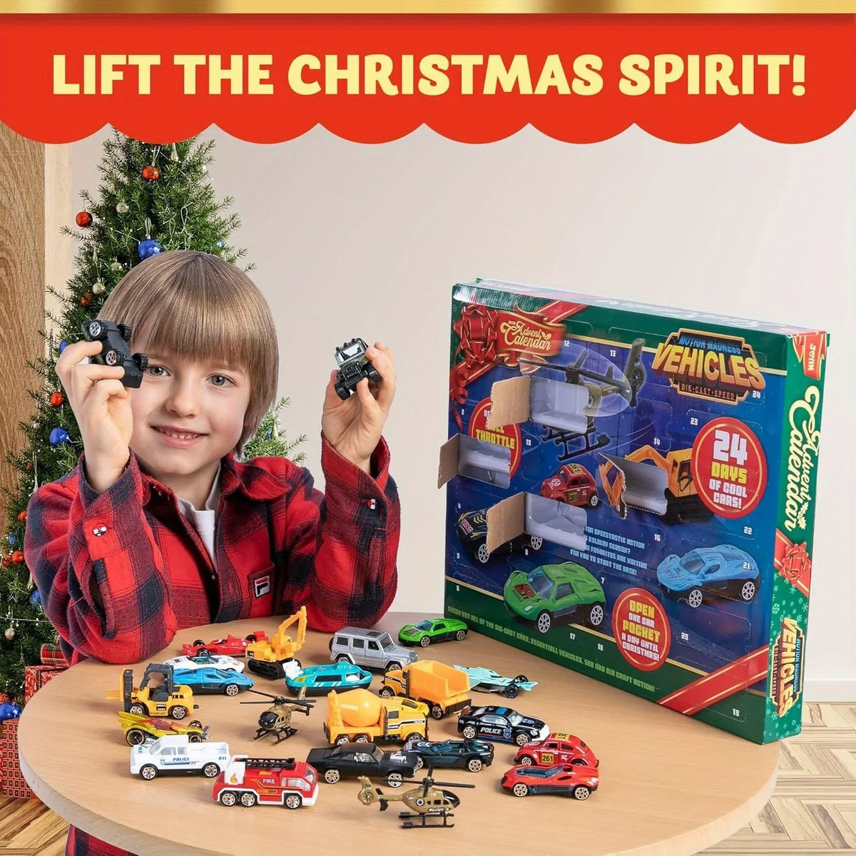 Advent Calendar | 2026 24 Die Cast Vehicles | Toy Cars Set For Boys And Kids | Classroom Prizes Party Favor