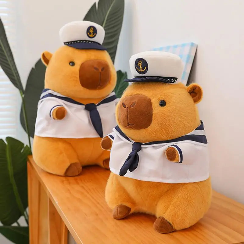 Navy Sailor Capybara Plush Toy - Cute Kawaii Stuffed Animal for All Ages