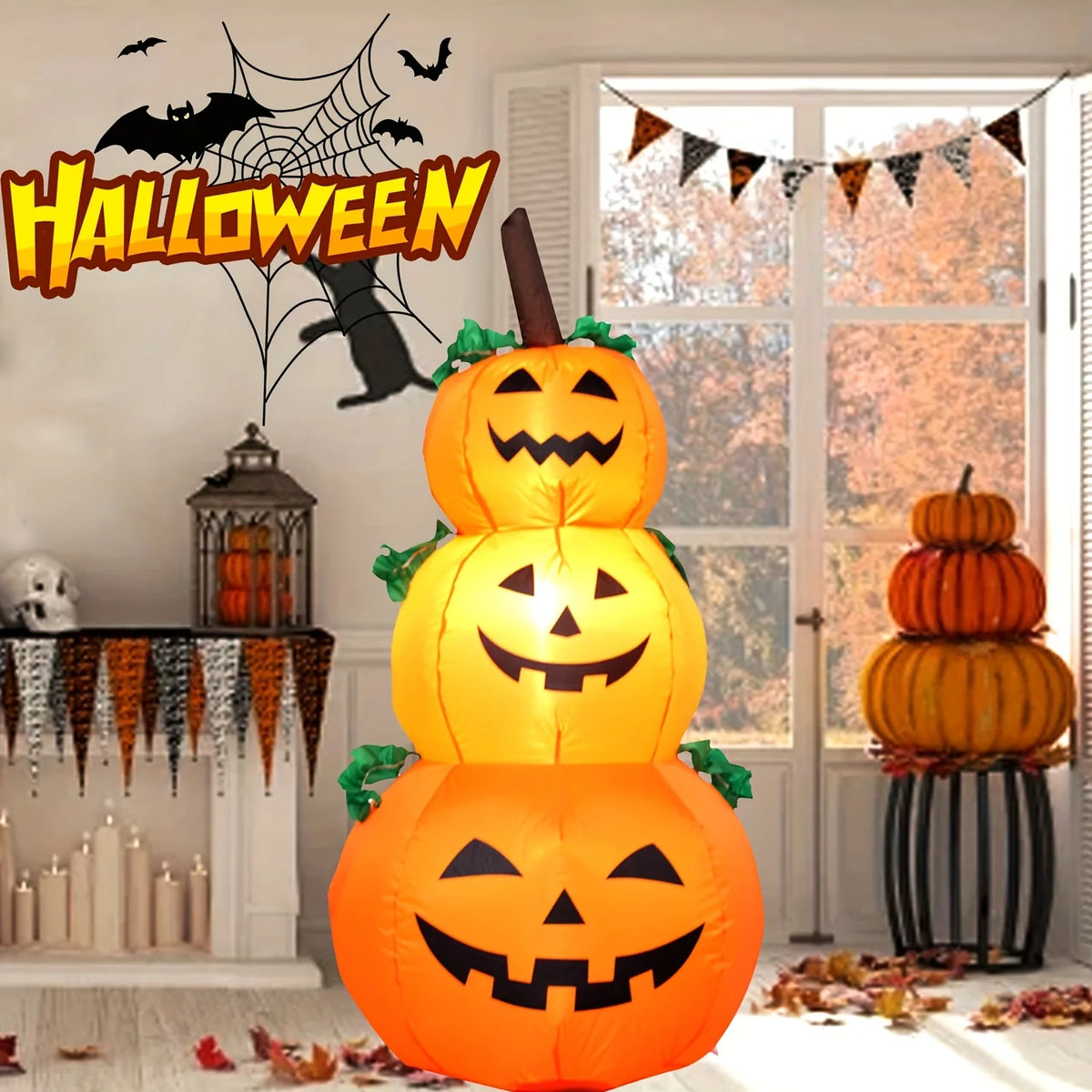 Halloween Inflatable Pumpkin | 3.9 Ft Led | Built In Lights | Outdoor Decor