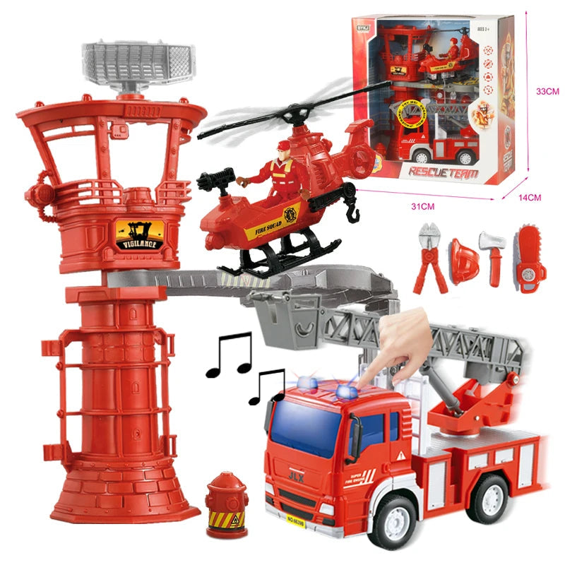 2023 City Fire Station Toy Set with Fire Truck, Helicopter, and Figurines - ToylandEU