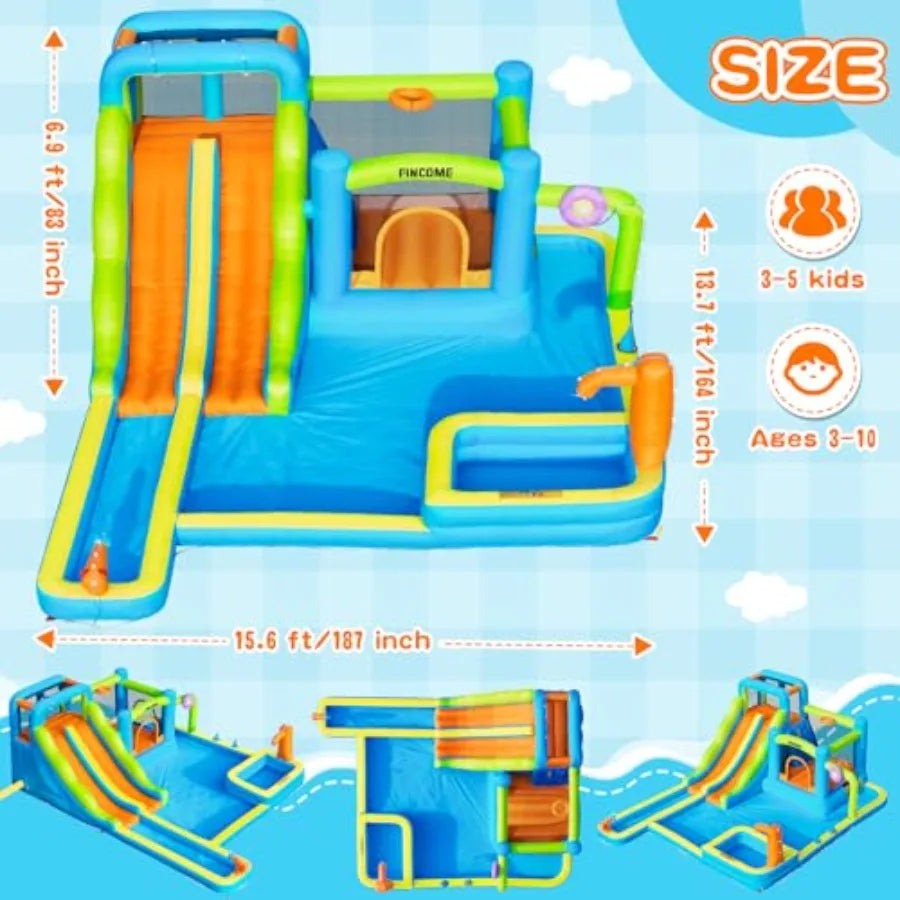 Inflatable Water Bouncy Castle With Double Slide For Outdoor Fun