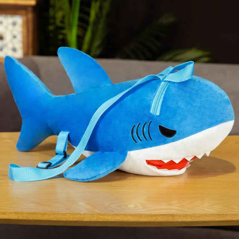 Cute and Soft Little Blue Shark Plush Backpack for Kindergarten