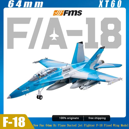 RC FMS 64mm F-18 Ducted Jet RC Fighter Aircraft - Remote Control Foam Airplane for Adults - Custom Gift Toy