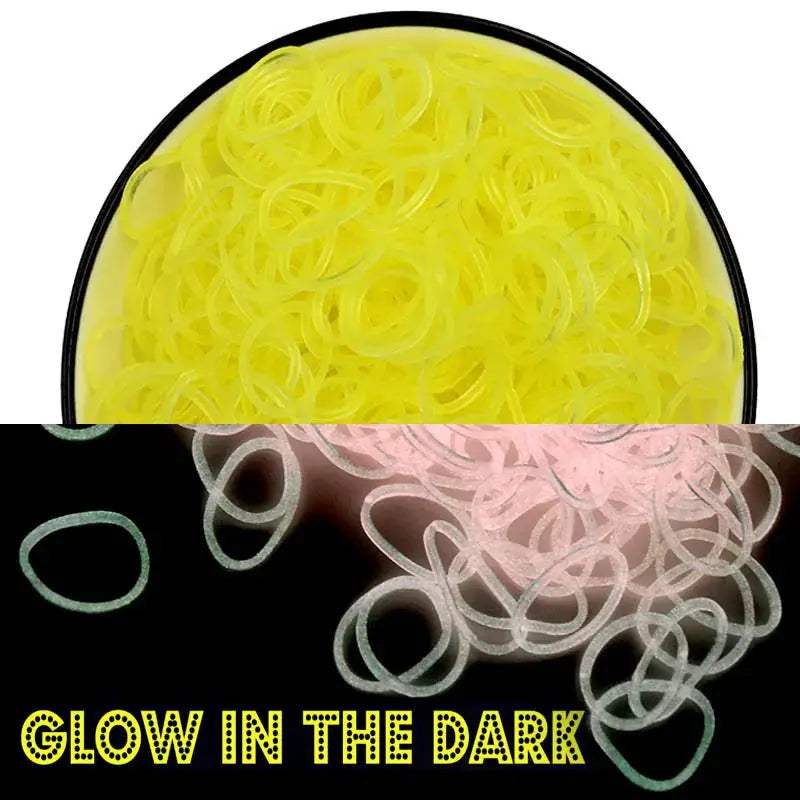 600Pcs New ColorTransparent Fluorescence Glow Bracelets Making Supplies DIY Rubber Loom Bands Wrist Necklaces Child Party Toys - ToylandEU