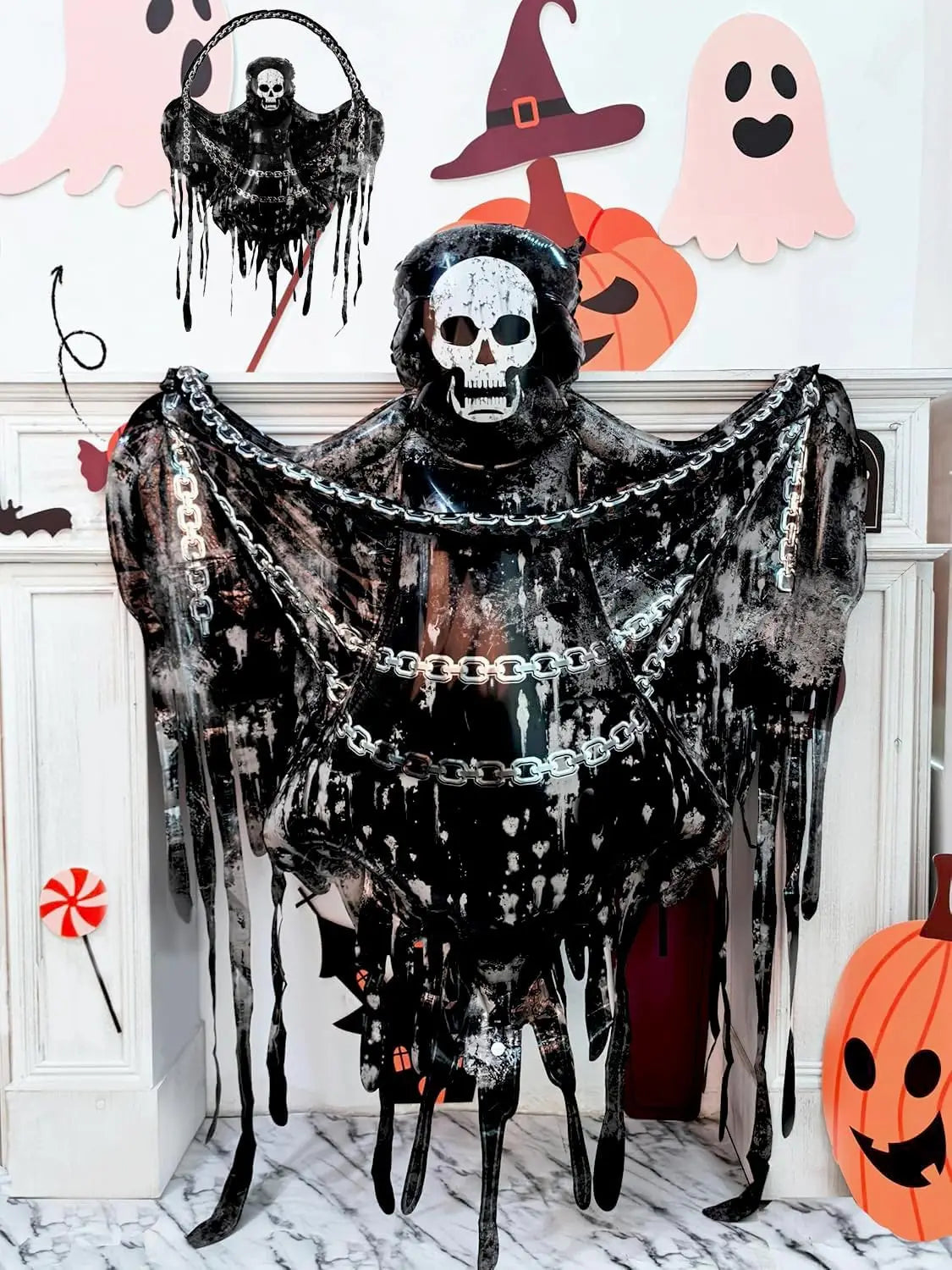Halloween Pumpkin Balloons | Giant Standing | Mylar Foil | 4 Pack Party Decor