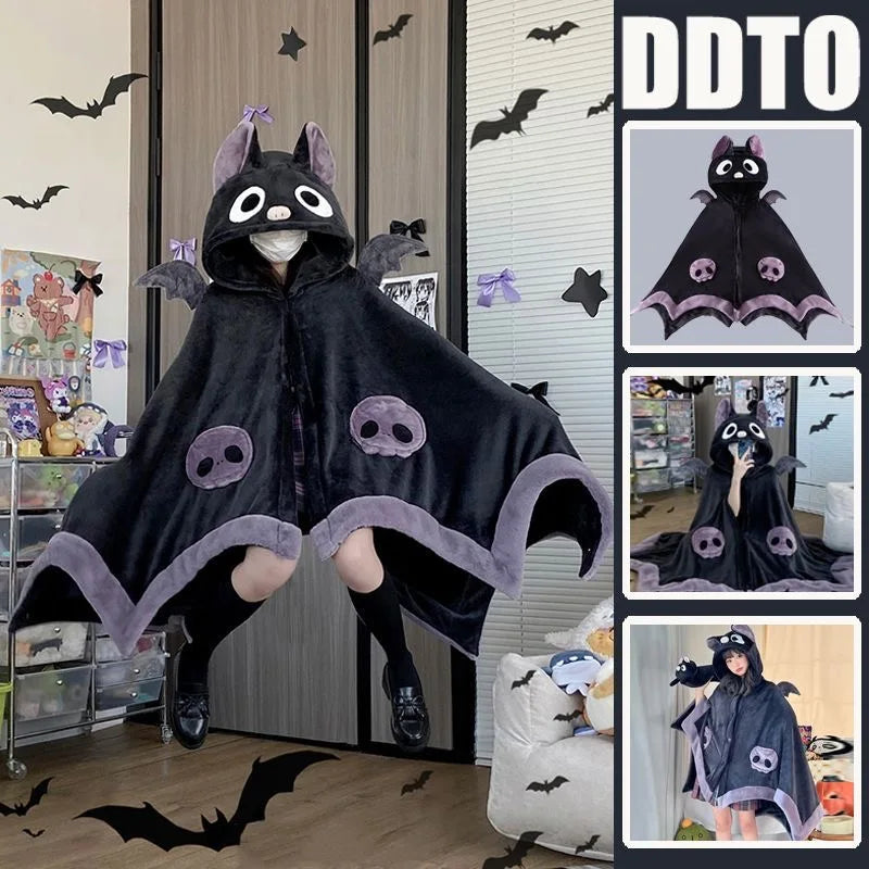 Kawaii Anime Bat Kuromi Y2k Plush Pajamas  Cloak Sleepwear - ToylandEU