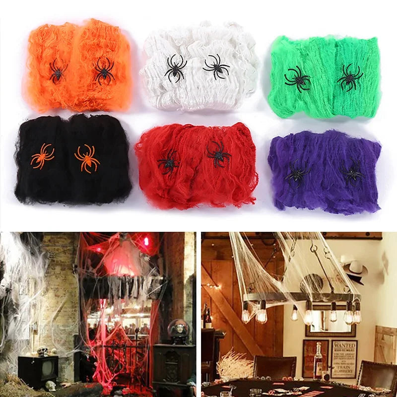 Stretchy Spider Web | Artificial Cobweb | Indoor Outdoor Use | Haunted House