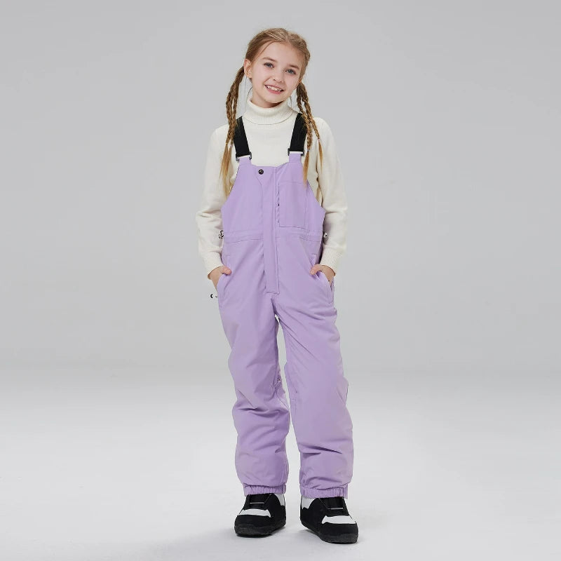 Kids Ski Bib Pants | Waterproof Windproof | Thickened Warm Lining | Youth