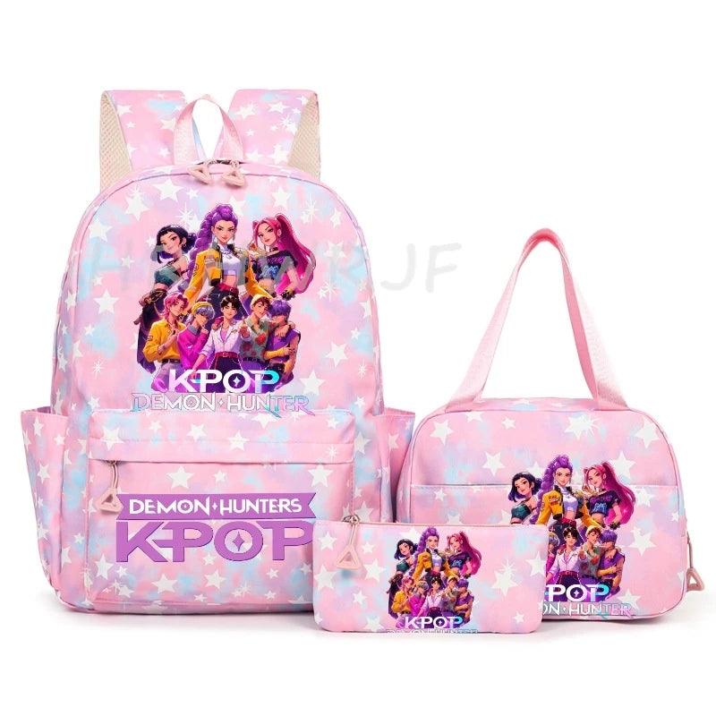 KPop Demon Hunters Backpack | 3 Piece Set | Unisex School Bag