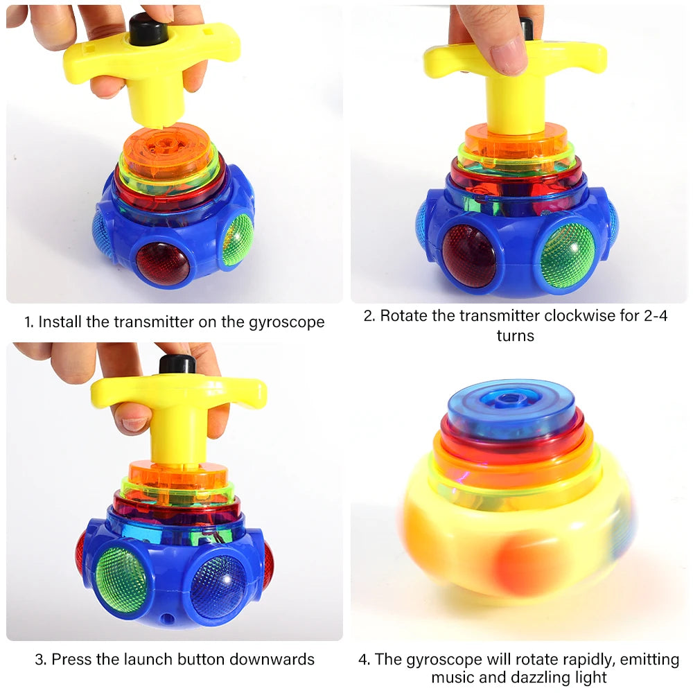 Colorful LED Music Spinning Gyro Toy for Kids - Light-Up Bagged Goodie Filler - ToylandEU