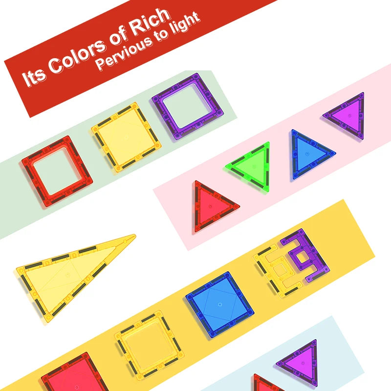 Romboss 40Pcs DIY Magnetic Blocks Colorful Montessori Tiles