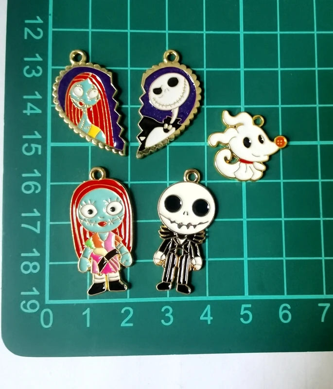 Halloween Pendant Charms | Metal | Keychain DIY | 10 Pieces
