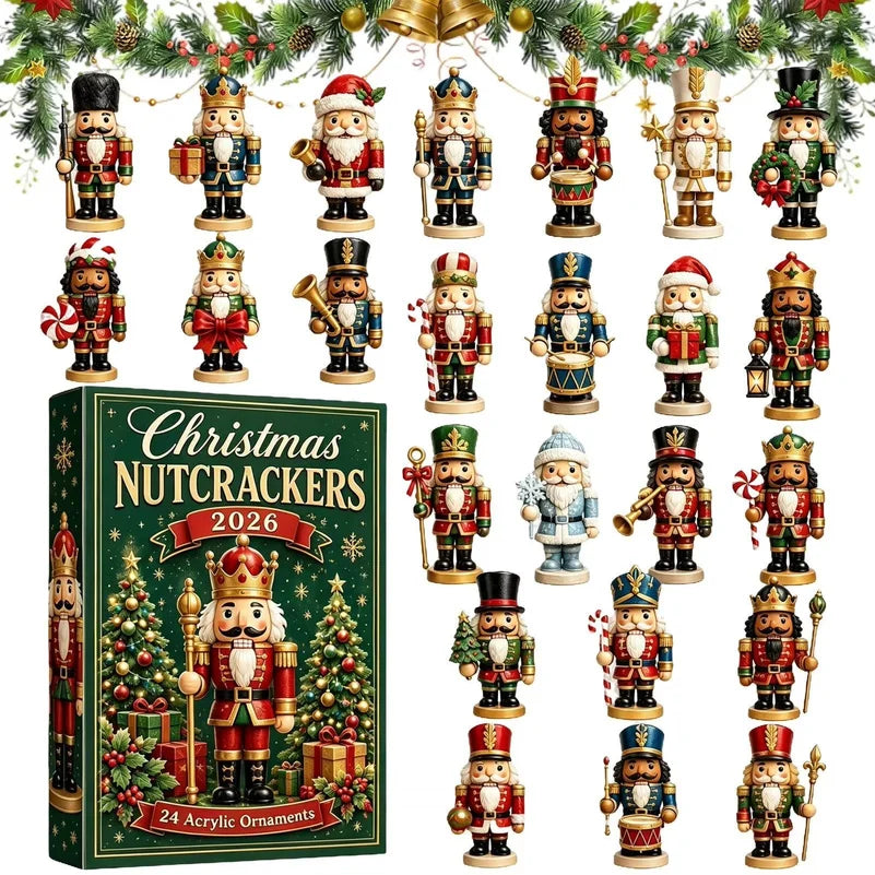 Advent Calendar | 24 Day Nutcracker Figures | 2D Flat Acrylic Ornaments | Christmas Countdown Decor