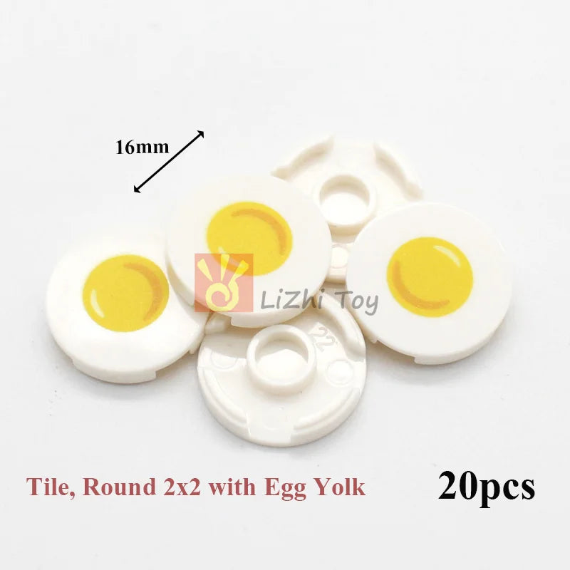Printed Round 2X2 Building Blocks | Universal Fit | Pizza Clock Graphics