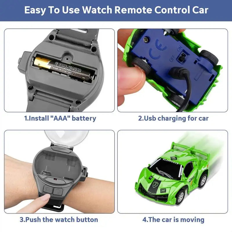 Remote-Controlled Mini Car Watch - USB Rechargeable Fun for Kids