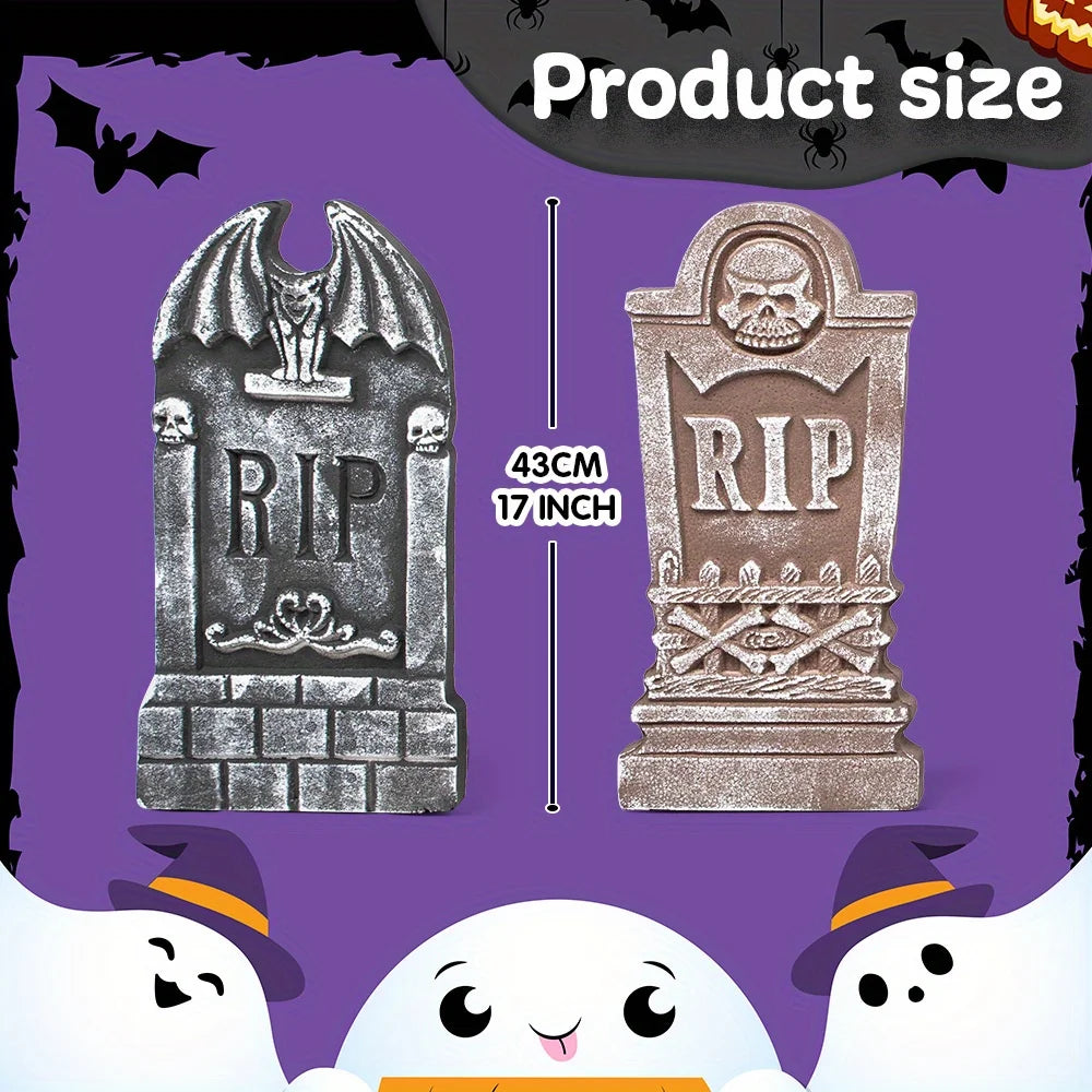 Halloween Foam Tombstones | 17 Inch With Metal Stakes | Variety Of 5 Designs