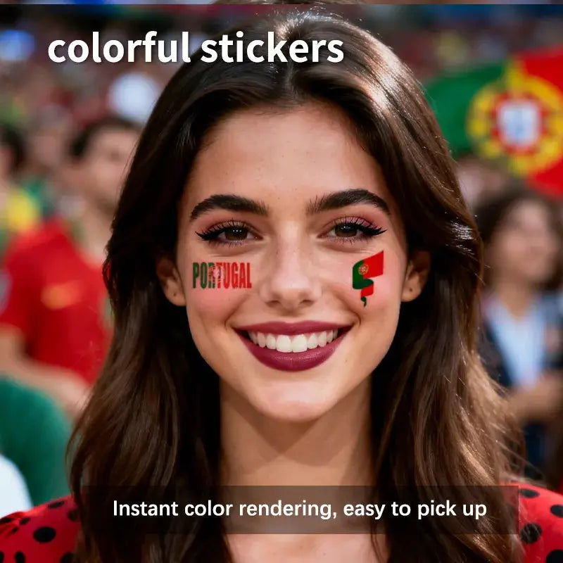 Portugal Flag Temporary Tattoo Sticker, Long-lasting and Waterproof, Festival, Football, Soccer Fan Face Stickers, Arm, Face - ToylandEU