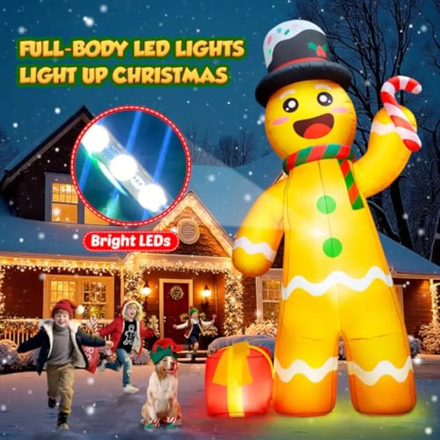 Inflatable Gingerbread Man | 12 Ft Stand | Led Illumination | Outdoor Yard