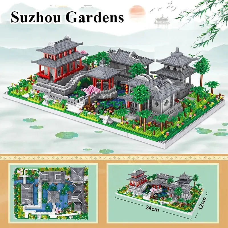 Suzhou Garden Blocks 1800+Pcs - Chinese Garden Mini Block Set with LED Light - ToylandEU