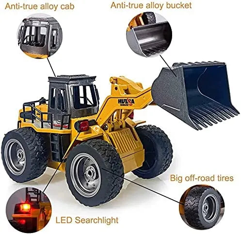 532 1/18 RC Bulldozer - Khaki 2.4G Remote Control Tractor with Rechargeable Battery Pack - ToylandEU