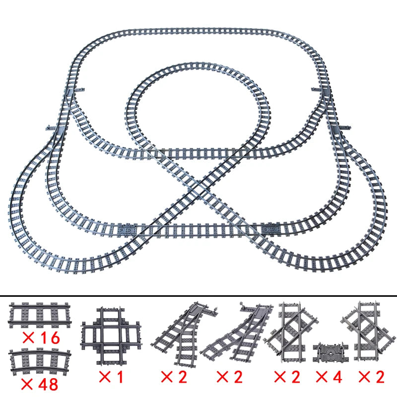City Train Tracks Building Blocks Kit For Kids DIY Creativity
