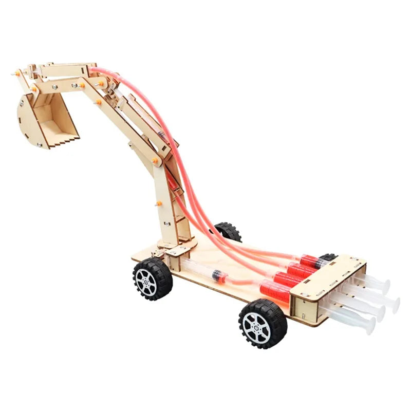 DIY Wooden Hydraulic Excavator Science Kit for Students